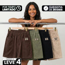 [Leve 4, Pague Só 2!] Short Amélia Feminino em Veludo Cotelê e Algodão de Cintura Alta com Cós Elástico Confortável