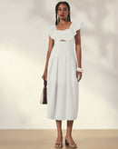 VESTIDO MIDI DE TRICOLINE - OFF-WHITE