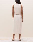 SAIA MIDI COM FENDA FRONTAL ALFAIATARIA - MANTEIGA