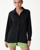 CAMISA MANGA LONGA BARRA RETA - PRETO