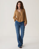 BLUSA MANGA LONGA DECOTE V - MARROM