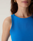 BLUSA SEM MANGAS DE CREPE - AZUL