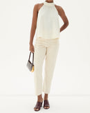 CALÇA MOM CROPPED SARJA - BEGE