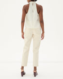 CALÇA MOM CROPPED SARJA - BEGE