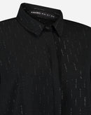 CAMISA MANGA LONGA BARRA ARREDONDADA - PRETO