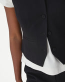 COLETE SLIM COM BOTÃO FORRADO ALFAIATARIA - PRETO