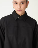 CASACO COM PUNHO LARGO - PRETO