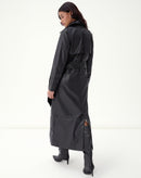 TRENCH COAT COM CINTO PU - PRETO