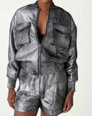 JAQUETA BOMBER METALIZADA - PRATA