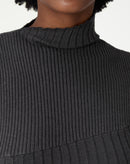 VESTIDO MIDI TRICOT RIB - CINZA MESCLA ESCURO