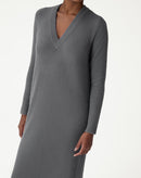 VESTIDO MÍDI TRICOT MANGA LONGA - CHUMBO