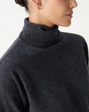 SUÉTER CASHMERE DELUXE GOLA ALTA  - CINZA MESCLA ESCURO