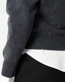 SUÉTER CASHMERE DELUXE GOLA V  - CINZA MESCLA ESCURO