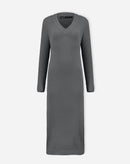 VESTIDO MÍDI TRICOT MANGA LONGA - CHUMBO