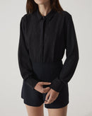 CAMISA MANGA LONGA BARRA ARREDONDADA - PRETO