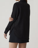 CAMISA MANGA LONGA BARRA ARREDONDADA - PRETO