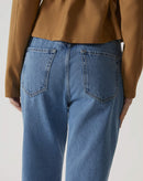 Calça Jeans Reta Cintura Alta - Azul Médio