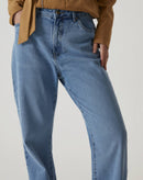 Calça Jeans Reta Cintura Alta - Azul Médio