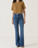 BLUSA CROP MANGA CURTA - MARROM