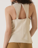 BLUSA SEM MANGAS DE CREPE - AREIA