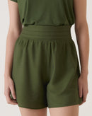Shorts Cintura Alta Cós Lastex - Verde Militar