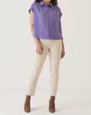 CAMISA MANGA CURTA DE CETIM - ROXO