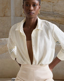 CAMISA MANGA LONGA BARRA ARREDONDADA - OFF-WHITE