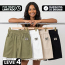 [Leve 4, Pague Só 2!] Short Amélia Feminino em Veludo Cotelê e Algodão de Cintura Alta com Cós Elástico Confortável