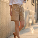 [Leve 6, Pague Só 3!] Short Naira Feminino em Linho Lavado, Algodão Soft de Frescor Absoluto com Cós Elástico Ajustável