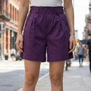 [Leve 6, Pague 3] Short Elara Feminino em Poliéster Soft, Elastano Macio e Algodão de Cintura Alta com Cós Franzido e Botão Decorativo