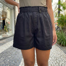 [Leve 6, Pague 3] Short Elara Feminino em Poliéster Soft, Elastano Macio e Algodão de Cintura Alta com Cós Franzido e Botão Decorativo