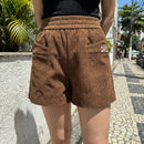 [Leve 4, Pague Só 2!] Short Amélia Feminino em Veludo Cotelê e Algodão de Cintura Alta com Cós Elástico Confortável