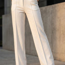 [Leve 6, Pague Só 3!] Calça Feminina Naira em Malha Piquet Texturizada e Viscose com Elastano de Toque Macio com Vinco Frontal Estruturado